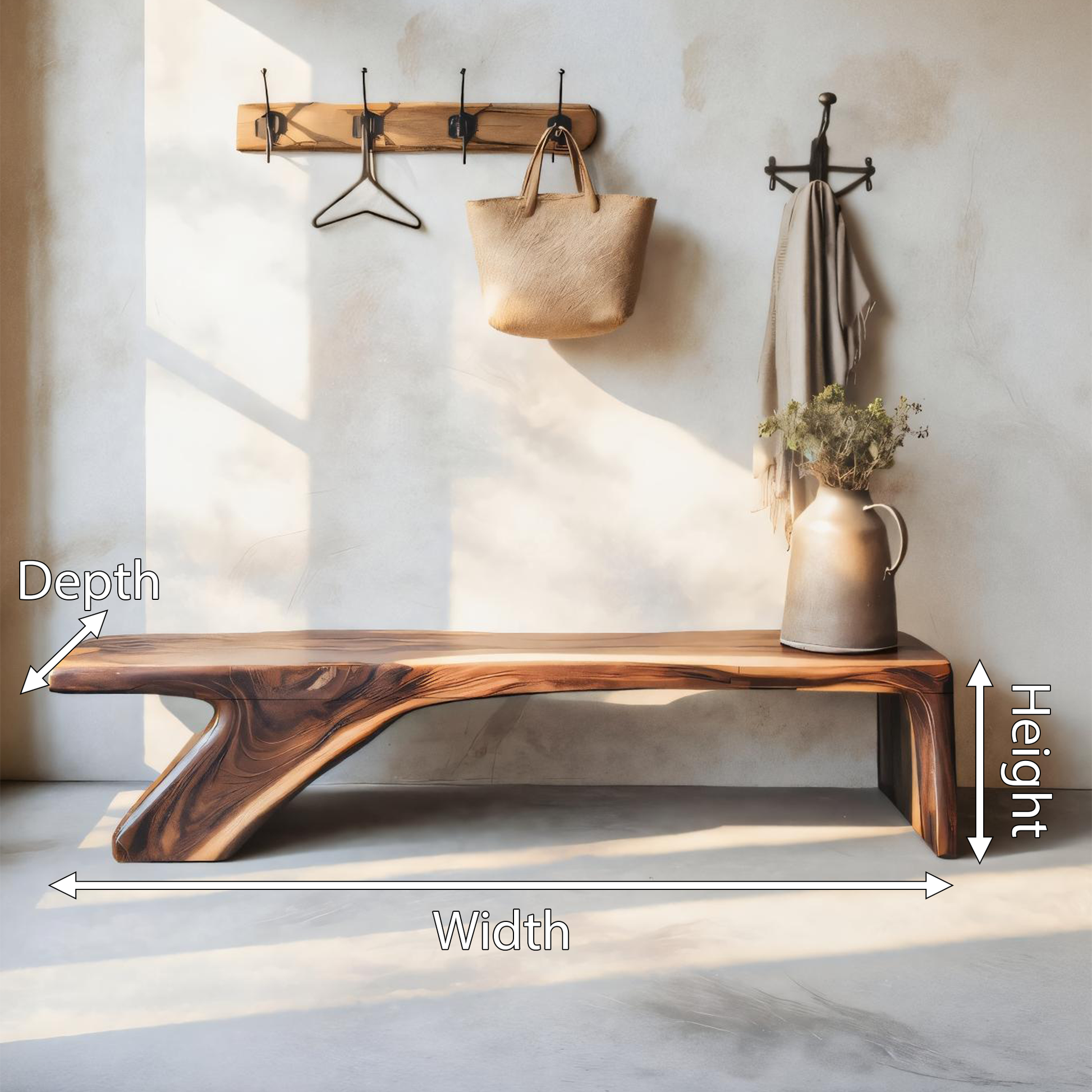 Architectural Bench With Sculpted Z Base For Entryway - view 8 of 8