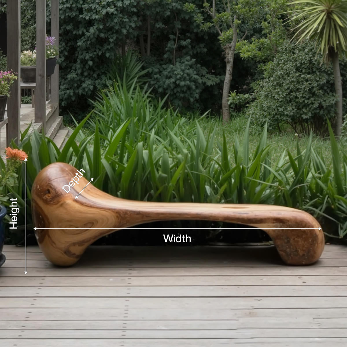 Sculptural Wood Bench For Garden Poolside Or Patio - view 8 of 8