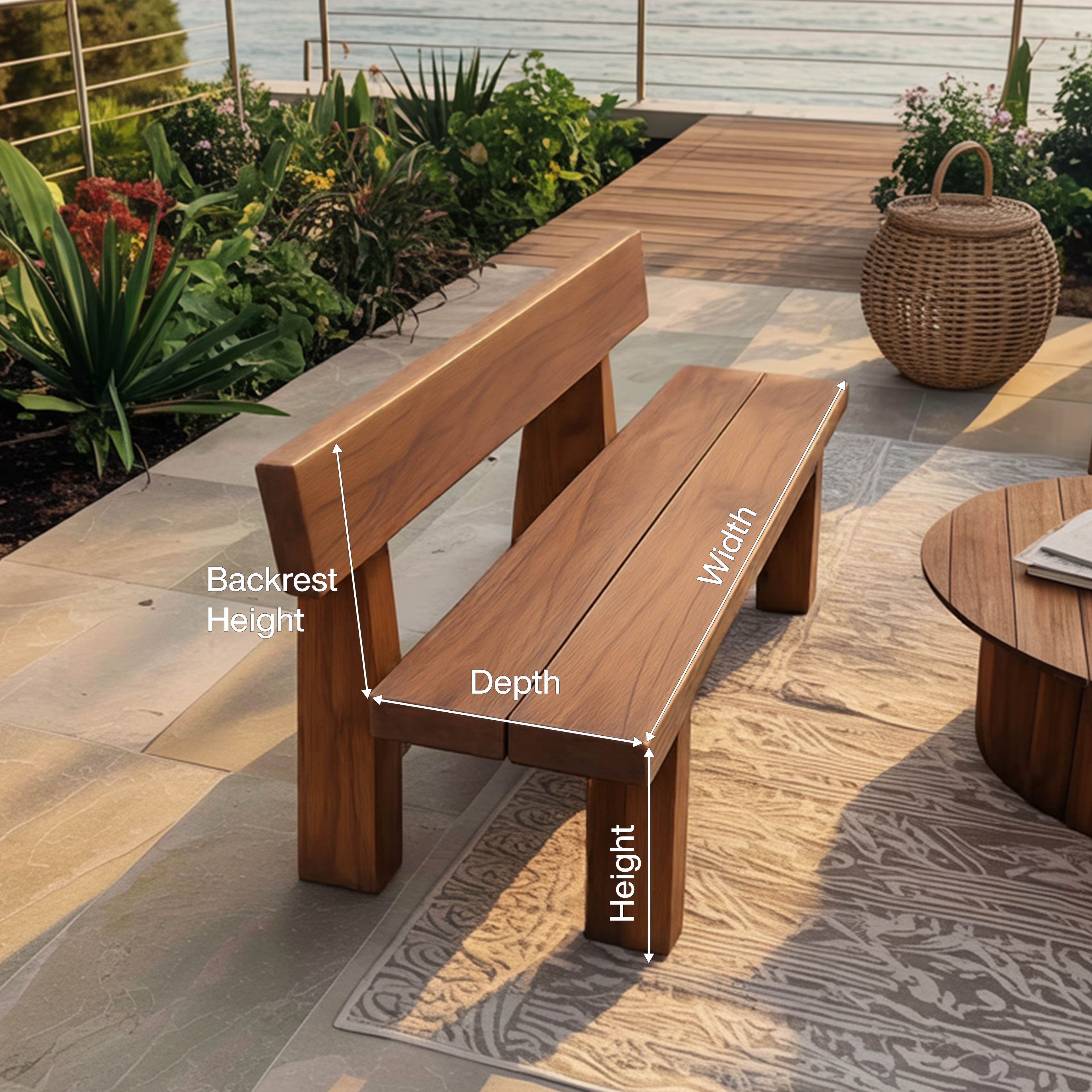 Minimalist Outdoor Garden Bench For Patio Balcony Courtyard - view 8 of 8