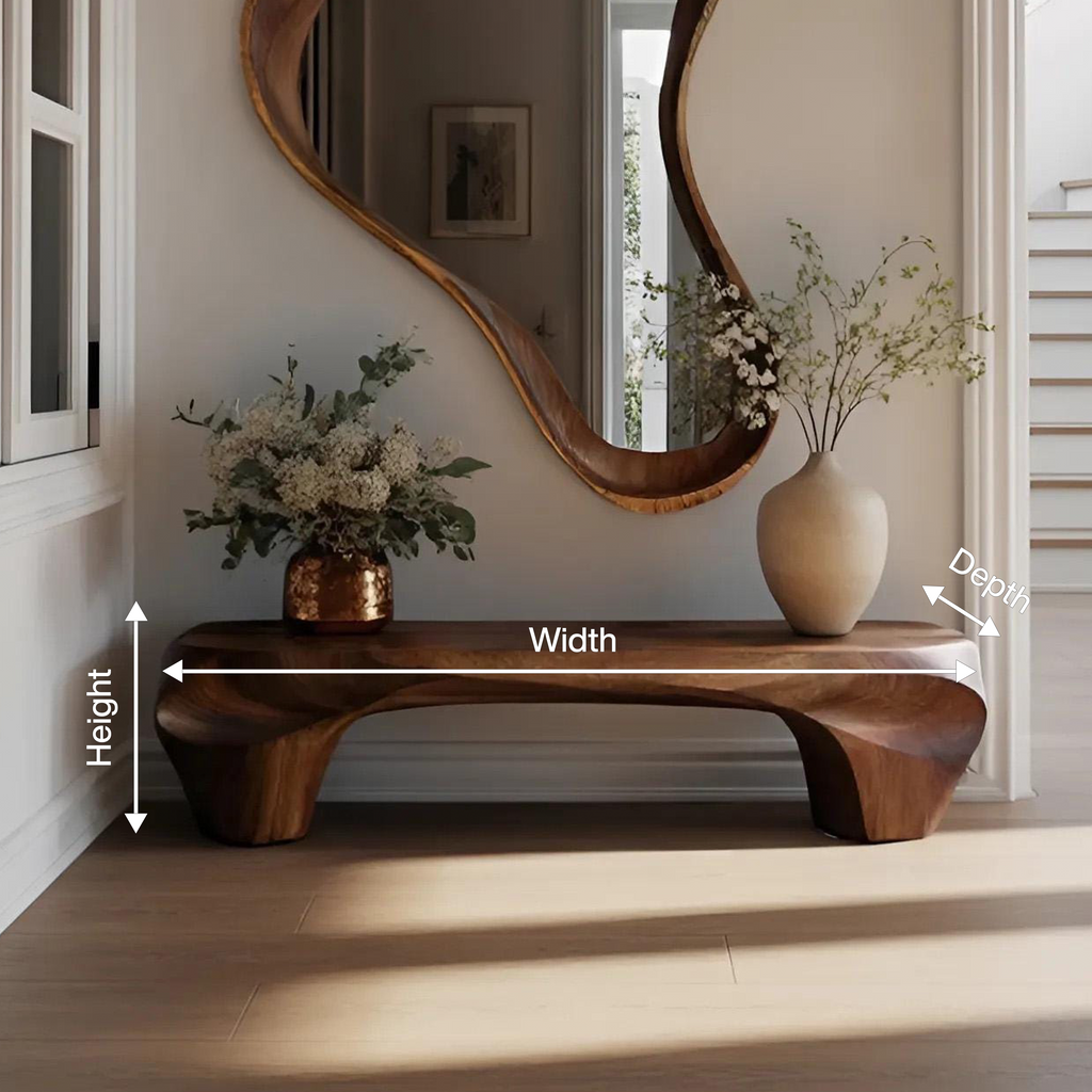Modern Sculptural Bench And Wall Mirror For Entryway - view 8 of 8