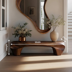 Modern Sculptural Bench And Wall Mirror For Entryway - view 8 of 8
