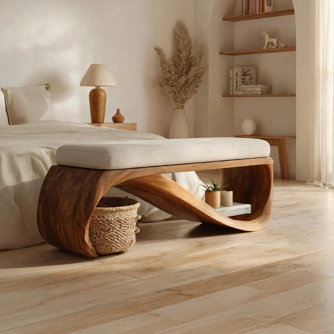 Mid Century Wooden Bench For End-of-Bed Placement - view 1 of 7