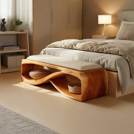 Contemporary Wooden Bench For Bedroom Furniture Decor - view 1 of 7