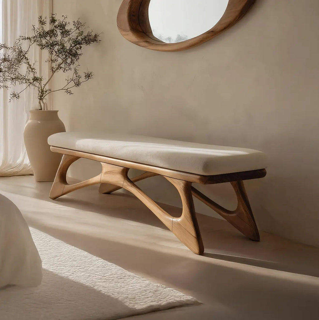 Modern Flowing Wood Bench For Furniture Accent - view 1 of 7