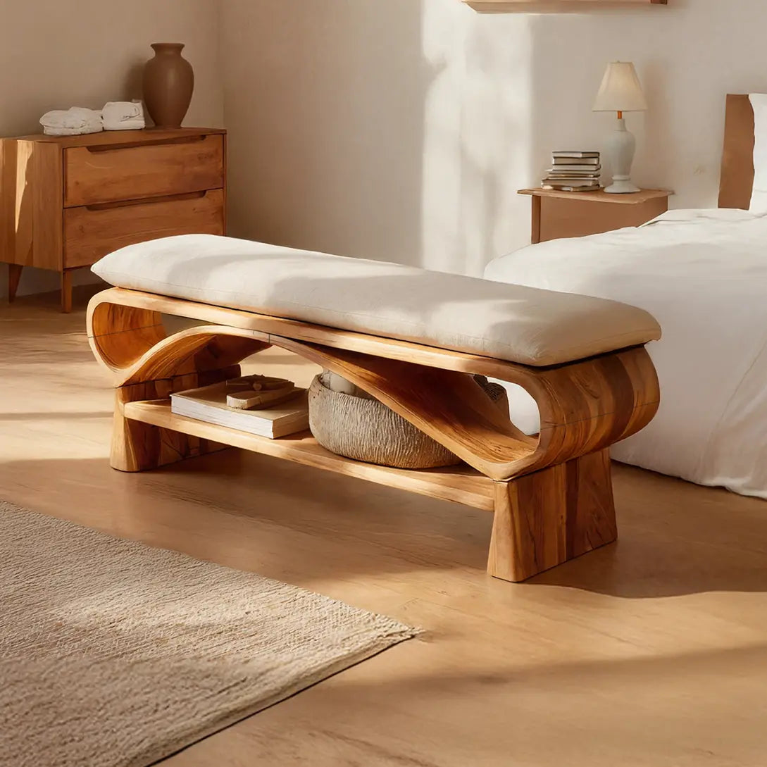 Minimalist Solid Wood Bench For Bedroom Interior Design - view 1 of 7