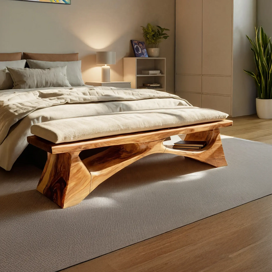Handcrafted Solid Wood Bench For End-of-Bed Styling - view 1 of 7