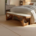 Minimalist Curved Wood Bench For End-of-Bed Design - view 1 of 7