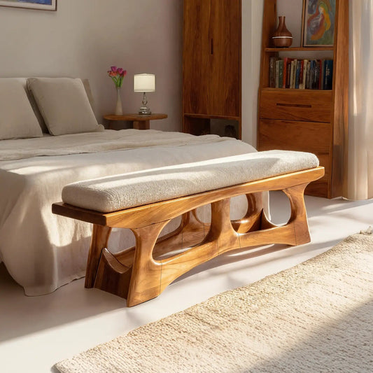 Handcrafted Curved Wood Bench For Furniture Styling - view 1 of 7