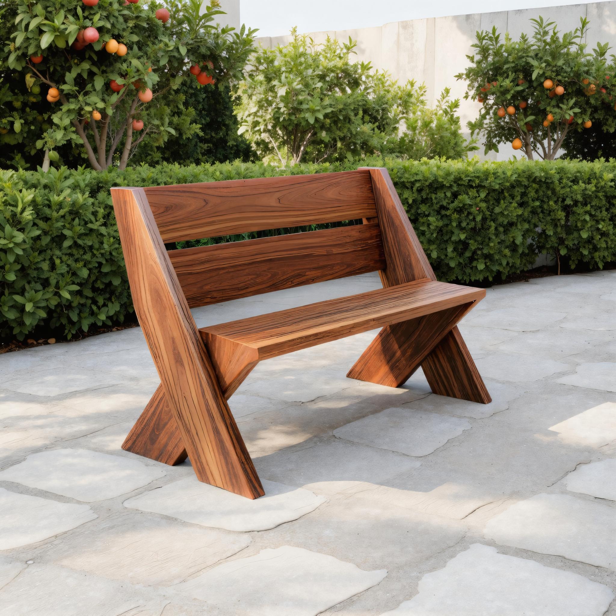 Modern Outdoor Bench With Angled Legs For Garden Patio And Backyard - view 1 of 8