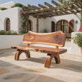 Rustic Live Edge Bench With Backrest For Patio Garden Courtyard - view 1 of 8