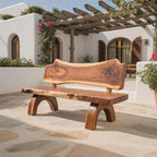 Rustic Live Edge Bench With Backrest For Patio Garden Courtyard - view 1 of 8