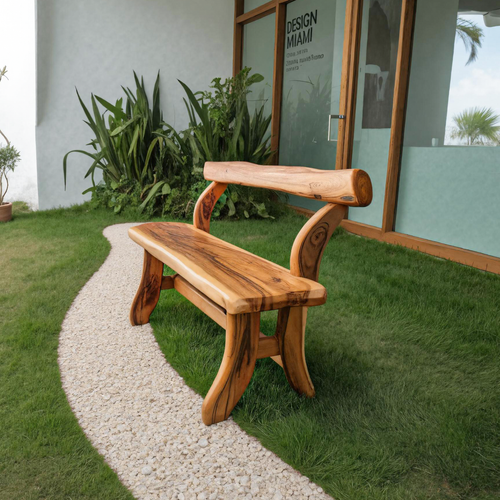 Rustic Garden Bench With Curved Seat For Patio Pathway And Front Porch - view 1 of 8