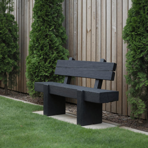 Modern Solid Wood Outdoor Bench With Charred Finish For Garden Or Patio - view 1 of 8