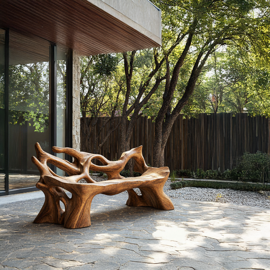 Farmhouse Wooden Bench For Weather Resistant Patio Decor - view 1 of 8