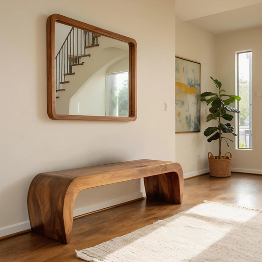 Contemporary Bench With Curved Design For Entryway - view 1 of 8