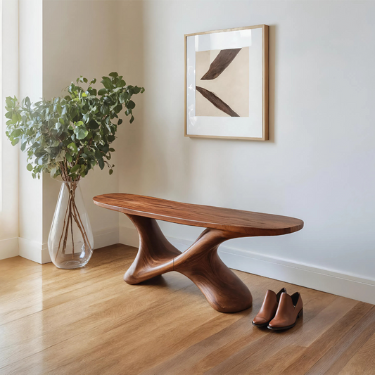 Modern Sculptural Bench With Twisted Base For Entryway - view 1 of 8