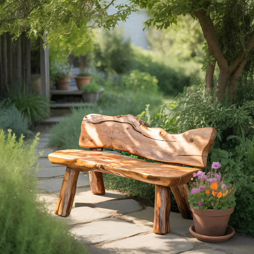 Rustic Live Edge Garden Bench For Patio Backyard And Forest Cabin - view 1 of 8