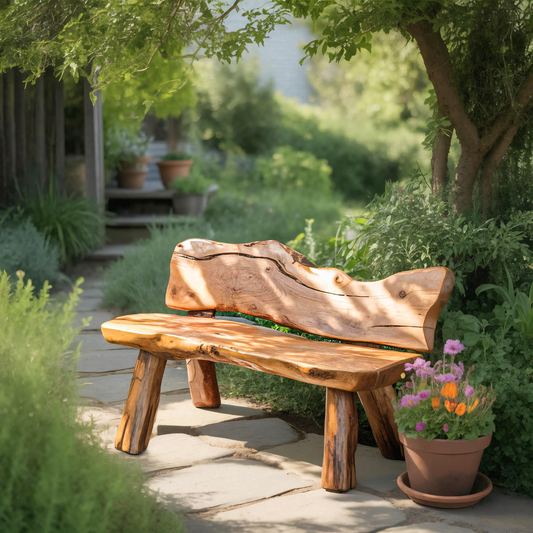 Rustic Live Edge Garden Bench For Patio Backyard And Forest Cabin - view 1 of 8