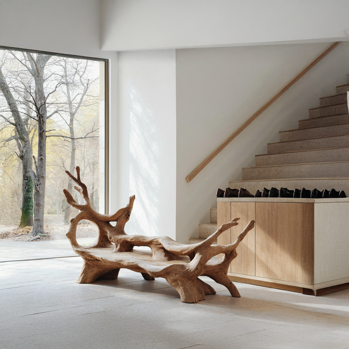 Mid Century Branch Bench For Retro Patio Ambiances - view 1 of 8