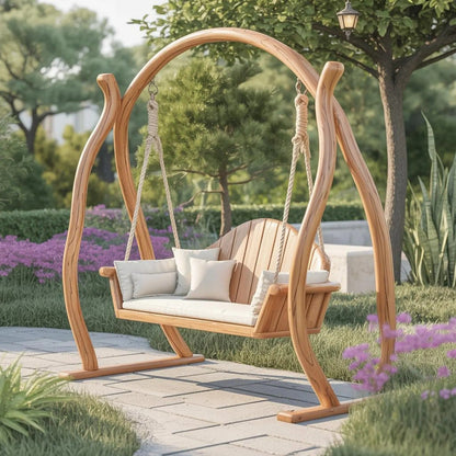 Curved Frame Garden Swing Bench For Outdoor Relaxation - view 1 of 8