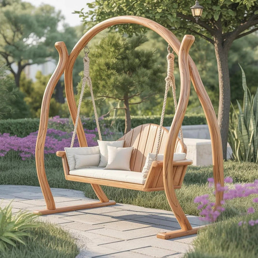 Curved Frame Garden Swing Bench For Outdoor Relaxation - view 1 of 8