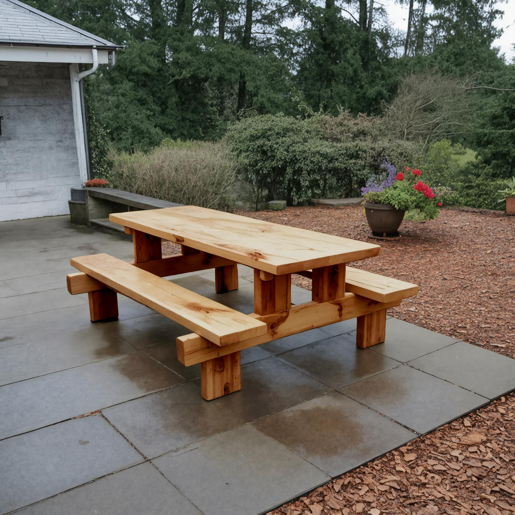 Minimalist Outdoor Picnic Table With Benches For Garden Or Cabin - view 1 of 8