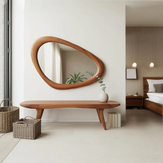 Curved Minimalist Organic Bench For Entryway Bedroom And Living Room - view 1 of 8