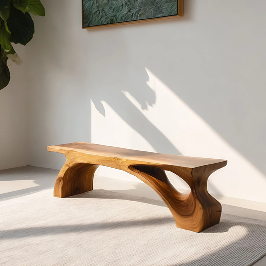 Organic Live Edge Bench For Modern Entryway Or Living Room - view 1 of 8