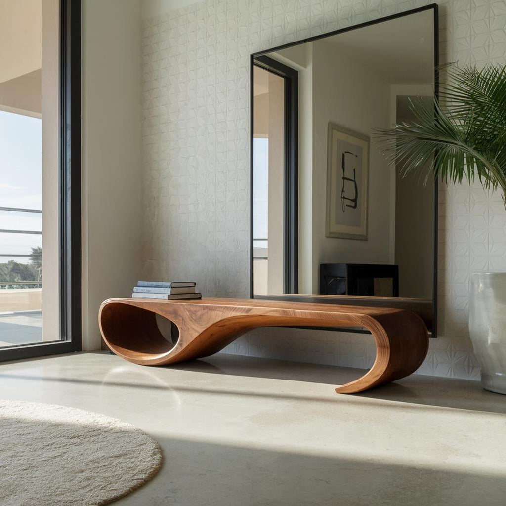 Modern Sculptural Bench For Entryway And Living Room Decor - view 1 of 8