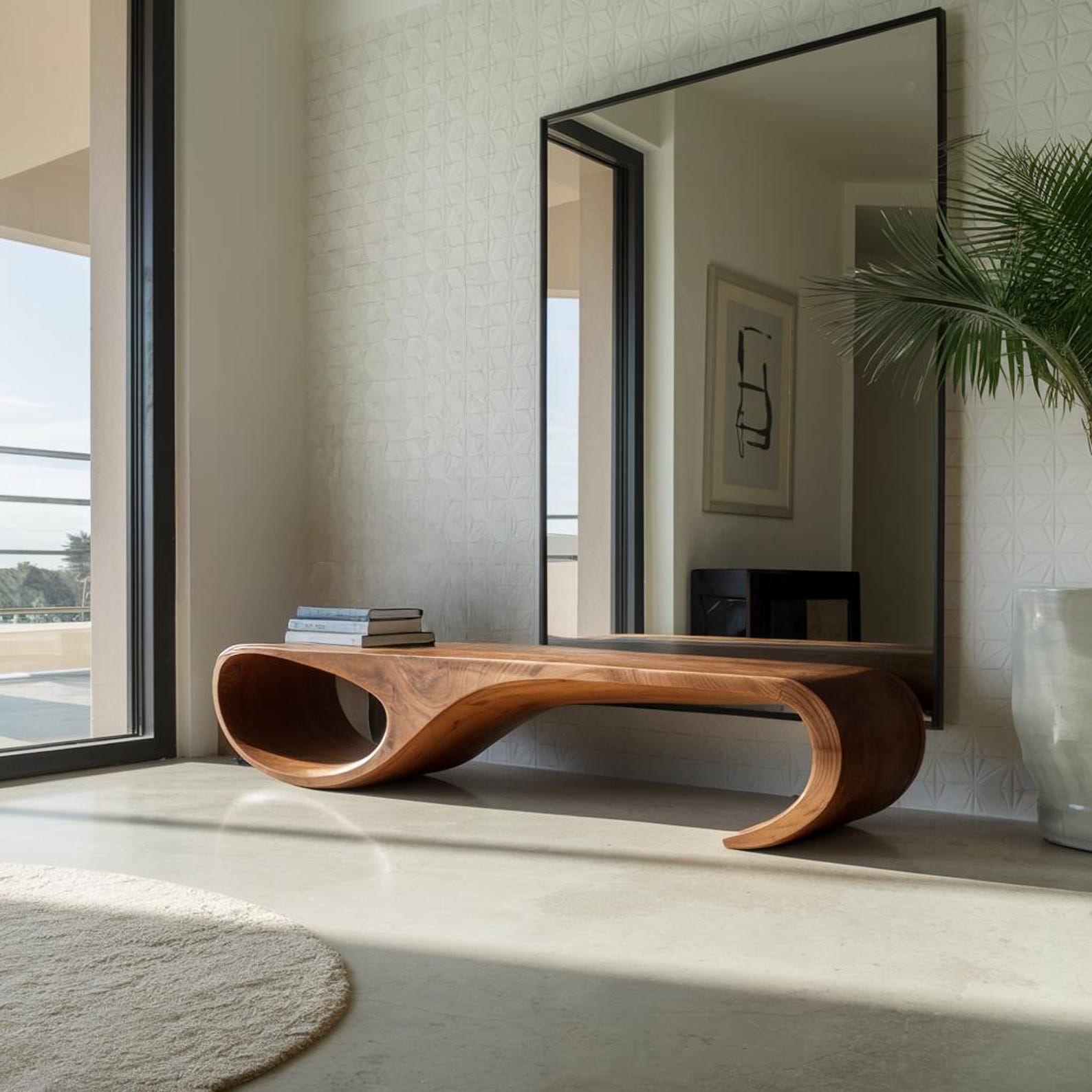 Modern Sculptural Bench For Entryway And Living Room Decor - view 1 of 8