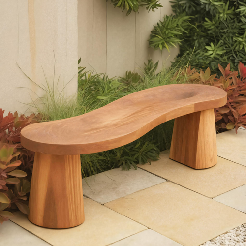 Organic Curved Wood Bench For Garden Or Entryway - view 1 of 8