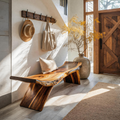 Rustic Live Edge Bench With Organic Curves For Entryway - view 1 of 8