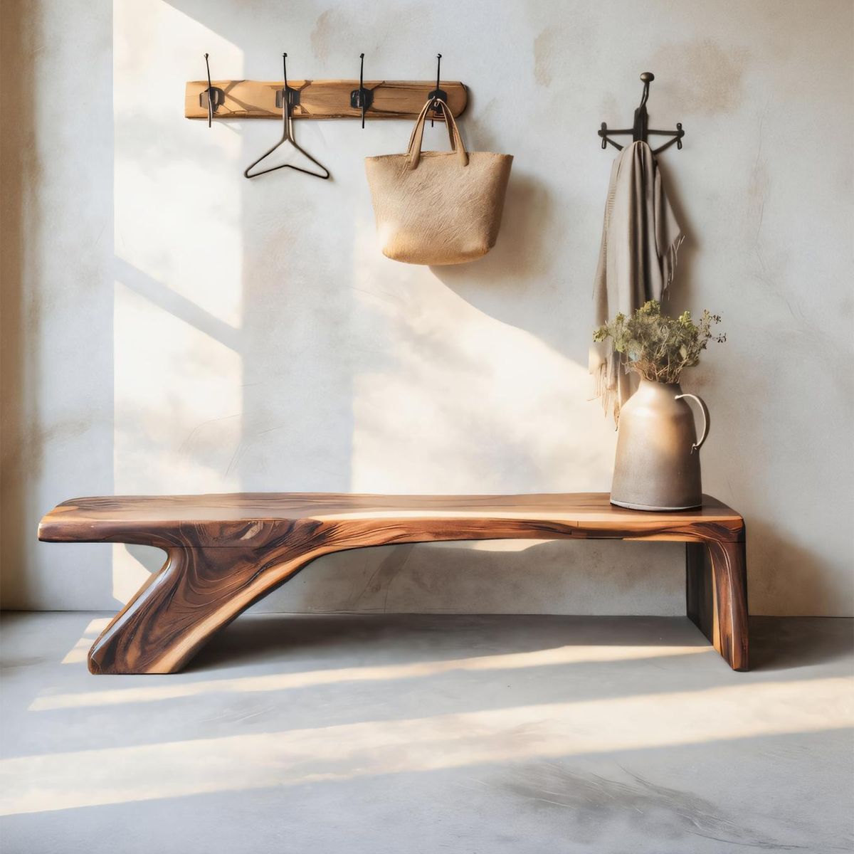 Architectural Bench With Sculpted Z Base For Entryway - view 1 of 8