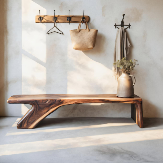 Architectural Bench With Sculpted Z Base For Entryway - view 1 of 8