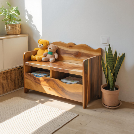 Montessori Bench With Book Storage For Kids Room Entryway And Playroom - view 1 of 8