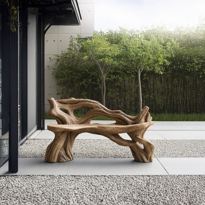 Handcrafted Branch Bench Outdoor Decor For Hand Carved Gardens - view 1 of 8