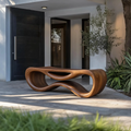 Contemporary Sculptural Outdoor Bench For Patio Or Garden Decor - view 1 of 8