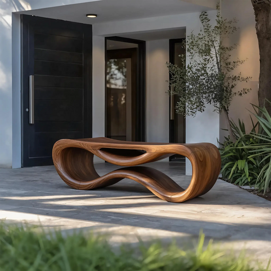 Contemporary Sculptural Outdoor Bench For Patio Or Garden Decor - view 1 of 8