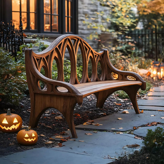 Farmhouse Solid Wood Halloween Bench For Outdoor Porch Design - view 1 of 8