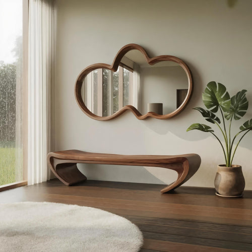 Modern Sculptural Wood Bench For Entryway Or Living Room - view 1 of 8