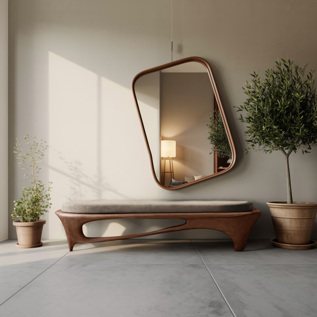 Modern Sculptural Entryway Bench For Living Room - view 7 of 8