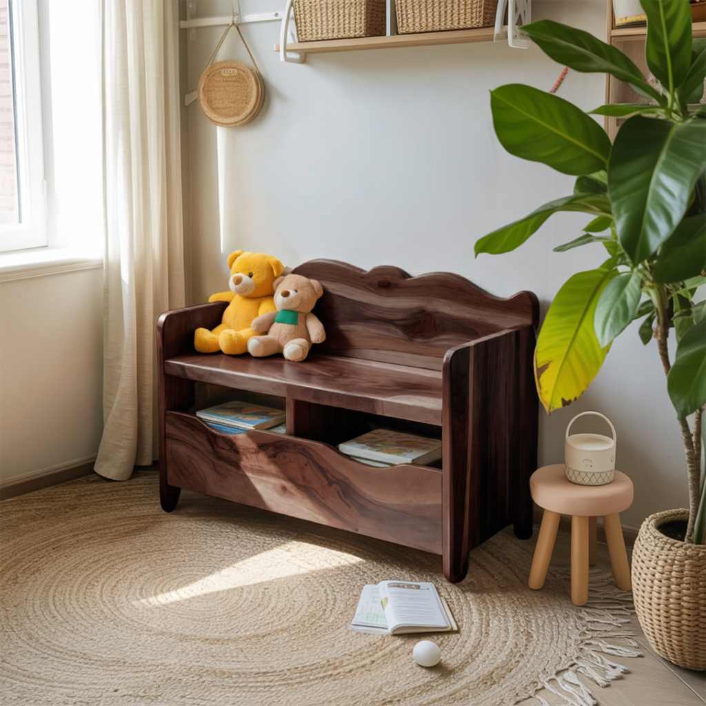Montessori Bench With Book Storage For Kids Room Entryway And Playroom - view 7 of 8