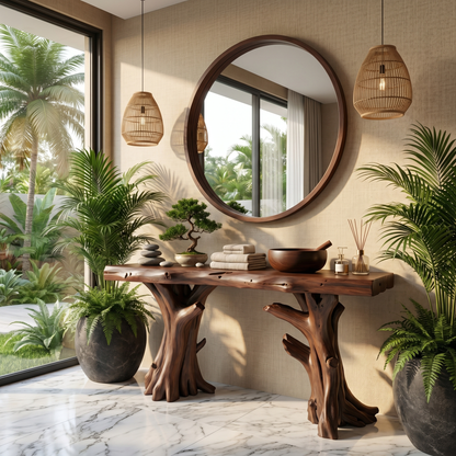 Coastal Driftwood Console Table  Natural Tree Trunk Legs - view 7 of 8