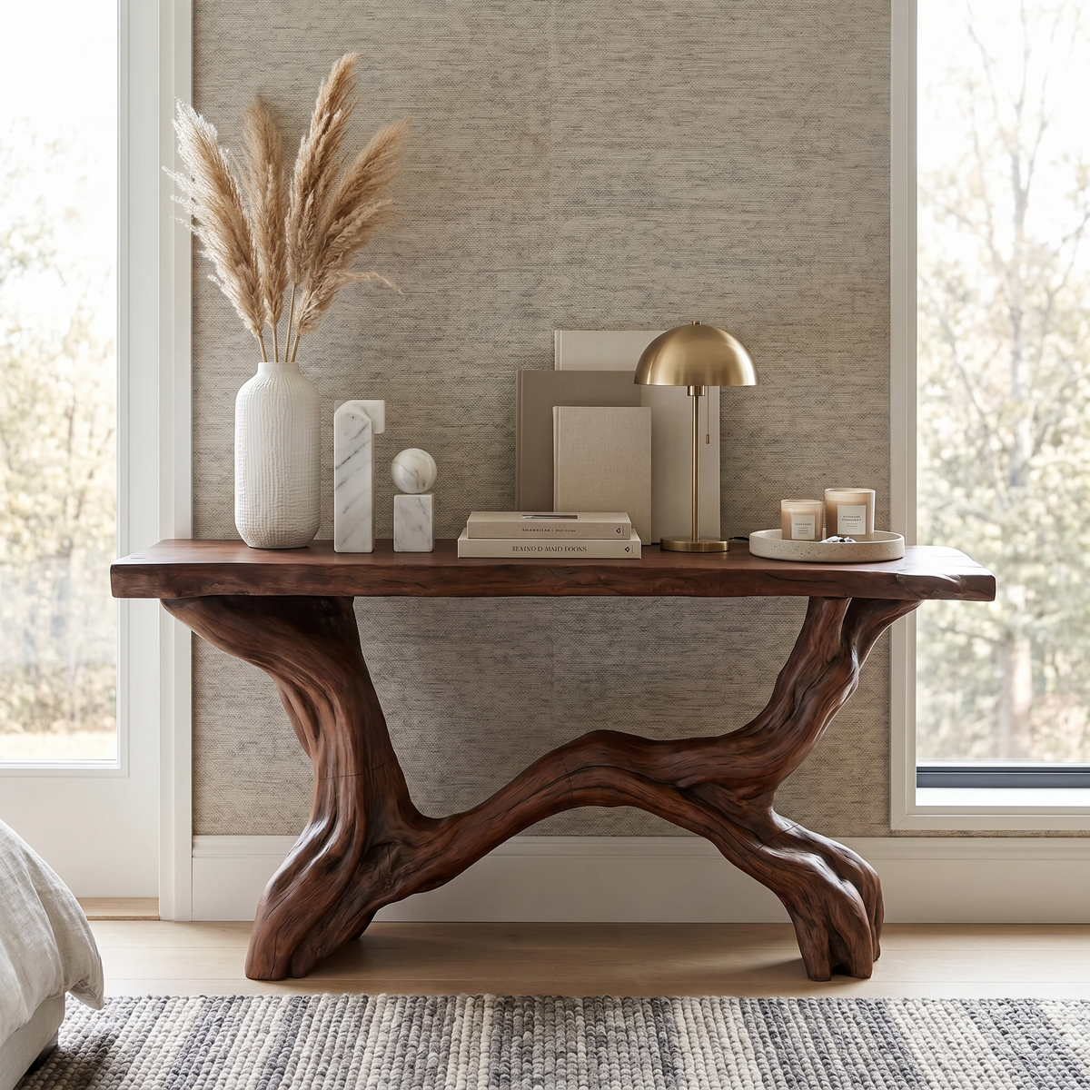 Live Edge Console Table Solid Wood Rustic Driftwood Gift - view 7 of 8