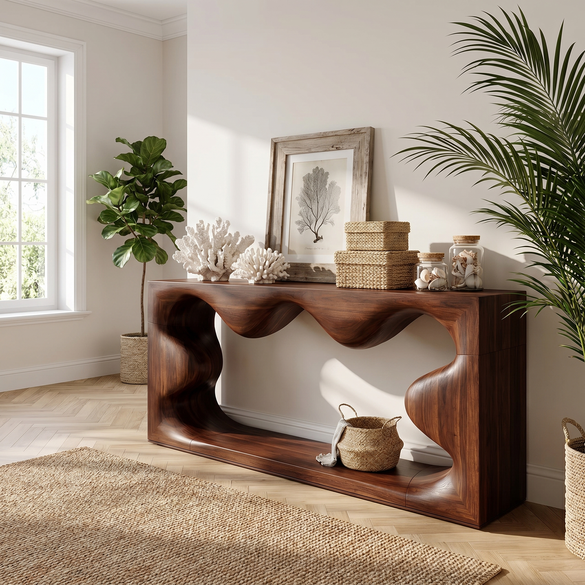 Midcentury Curved Console Table Living Room - view 7 of 8