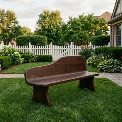 Solid Wood Outdoor Bench with Curved Backrest Sculptural Garden Patio Seating - view 2 of 7