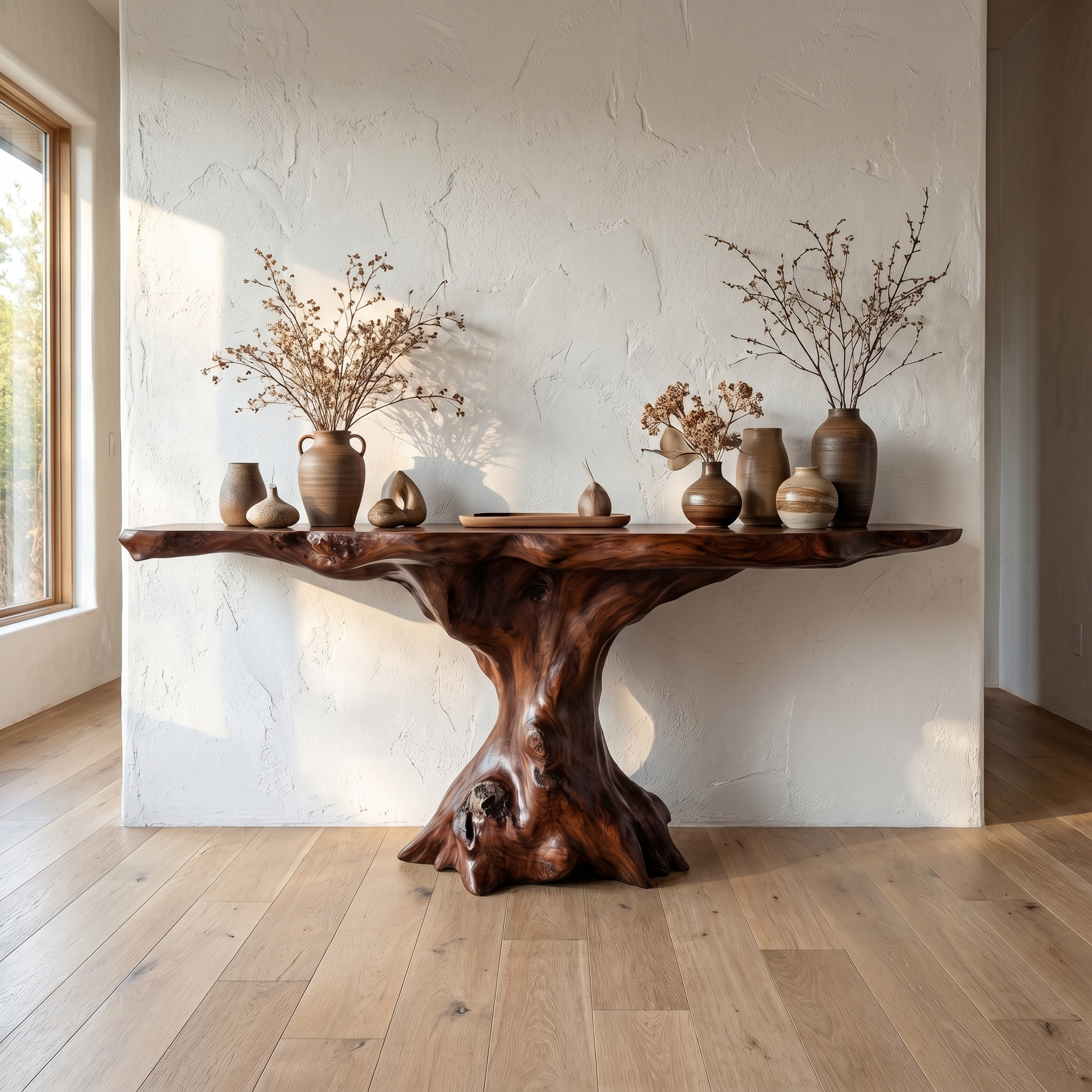 Rustic Console Table Organic Wood Slab Artist Studio - view 7 of 8