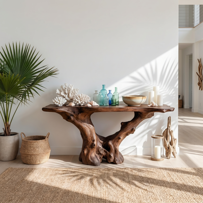 Rustic Handcrafted Wood Console Table Living Room - view 7 of 8