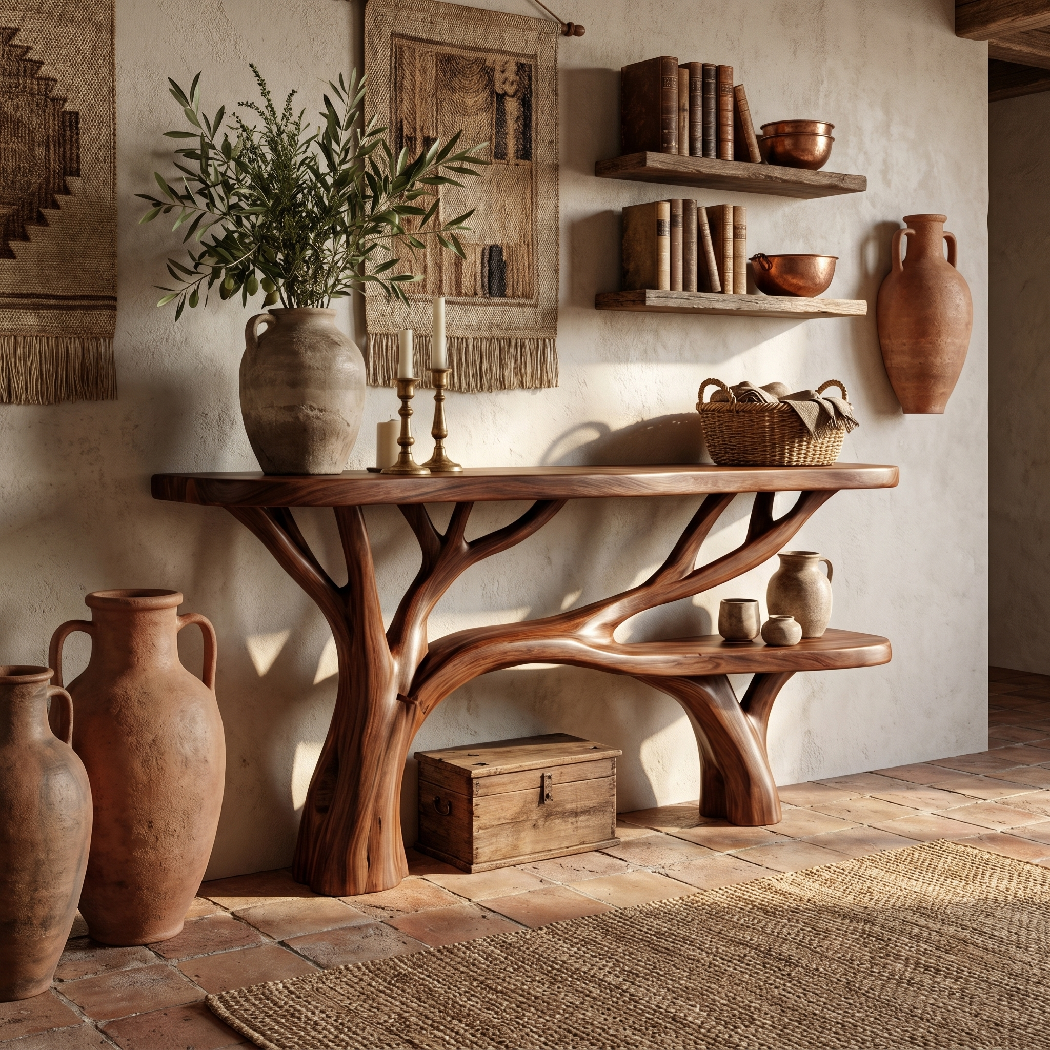 Rustic Tree Design Console Table Living Room Entryway - view 7 of 8