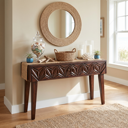 Rustic Carved Console Table Christmas Entryway Holiday Decor - view 7 of 8